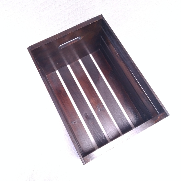 Espresso Stained Wood Slatted Crate - Picture 5 of 6